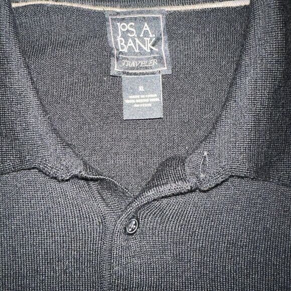 Jos. A. Bank Traveler Modern Fit Merino Wool Black Long Sleeve Polo - Picture 2 of 4